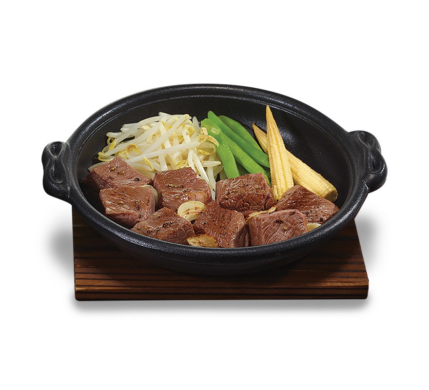 สเต๊กเนื้อกระทะร้อน (อาหารจานเดี่ยว)